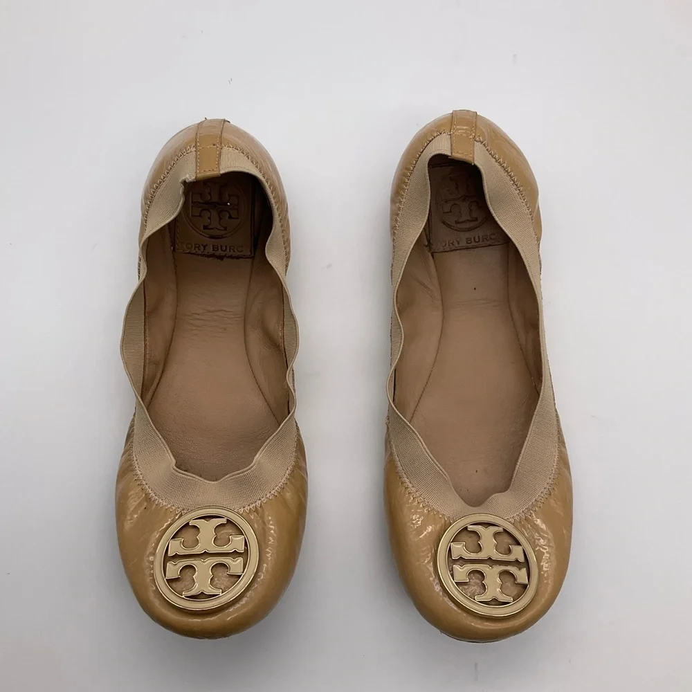 TORY BURCH CREAMY BEIGE LEATHER BALLET FLATS‎